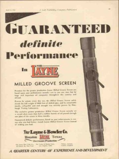 Layne Bowler Company 1930 Vintage Ad Oil Field Milled Groove Screen Layne Bowler Company 1930 Vintage Ad Oil Field Milled Groove Screen