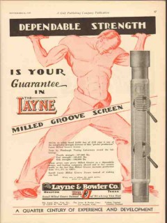 Layne Bowler Company 1930 Vintage Ad Oil Field Dependable Strength Layne Bowler Company 1930 Vintage Ad Oil Field Dependable Strength