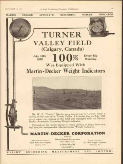 Martin-Decker Corp 1930 Vintage Ad Oil Weight Indicator Turner Valley