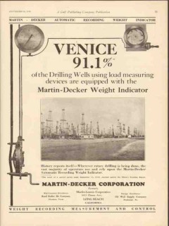 Martin-Decker Corp 1930 Vintage Ad Oil Field Weight Indicator Venice