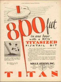 Mills Alloy Inc 1930 Vintage Ad Oil Drilling Titanized Fishtail Bit Mills Alloy Inc 1930 Vintage Ad Oil Drilling Titanized Fishtail Bit