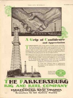 Parkersburg Rig Reel Company 1930 Vintage Ad Oil Field Grip Confidence