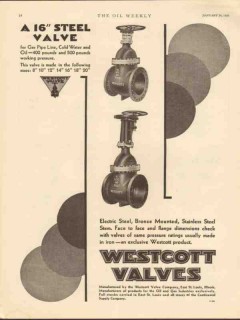 Westcott Valve Company 1930 Vintage Ad Oil Steel Pipe Line Cold Water Westcott Valve Company 1930 Vintage Ad Oil Steel Pipe Line Cold Water