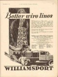 Williamsport Wire Rope Company 1930 Vintage Ad Better Line Silver Reel