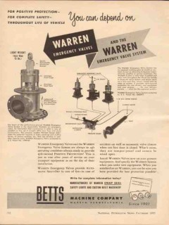 betts machine company 1955 depend on emergency valve system vintage ad betts machine company 1955 depend on emergency valve system vintage ad