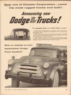 dodge trucks 1955 chrysler most rugged trucks built v-8 vintage ad