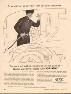du pont 1955 customer neatness gas pumps orlon uniforms vintage ad du pont 1955 customer neatness gas pumps orlon uniforms vintage ad
