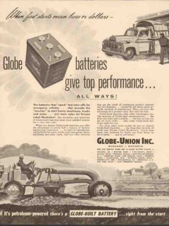 globe-union inc 1955 batteries give top performance vintage ad globe-union inc 1955 batteries give top performance vintage ad