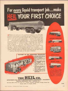 Heil Company 1955 Vintage Ad Truck Tanker Oil Liquid Transport Job