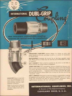 International Couplings Inc 1955 Vintage Ad Dubl-Grip Gabriel Company International Couplings Inc 1955 Vintage Ad Dubl-Grip Gabriel Company
