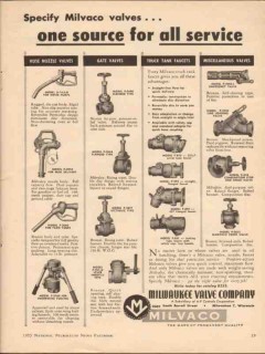 Milwaukee Valve Company 1955 Vintage Ad Milvaco One Source All Service Milwaukee Valve Company 1955 Vintage Ad Milvaco One Source All Service