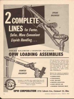 OPW Corp 1955 Vintage Ad Oil Complete Lines Fast Safe Liquid Handling OPW Corp 1955 Vintage Ad Oil Complete Lines Fast Safe Liquid Handling