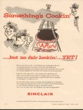 Sinclair Refining Company 1955 Vintage Ad Oil Power-X Gasoline Cooking  Sinclair Refining Company 1955 Vintage Ad Oil Power-X Gasoline Cooking