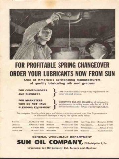 Sun Oil Company 1955 Vintage Ad Lubricant Profitable Spring Changeover