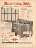 globe-union inc 1952 grids make customers battery happy vintage ad globe-union inc 1952 grids make customers battery happy vintage ad