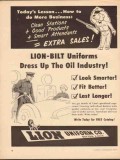 lion uniform inc 1952 lion-bilt dress up the oil industry vintage ad
