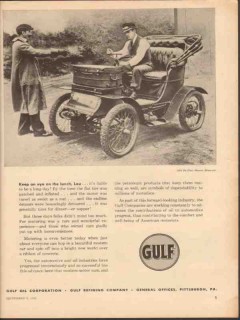 Gulf Oil Corp 1952 Vintage Ad De Dion Bouton Motorette Motoring Car Gulf Oil Corp 1952 Vintage Ad De Dion Bouton Motorette Motoring Car