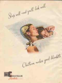 chatham mfg company 1946 sleep well youll look well blanket vintage ad