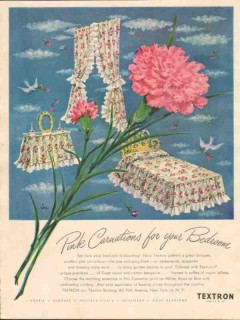 textron inc 1946 pink carnations bedroom bedspread curtains vintage ad textron inc 1946 pink carnations bedroom bedspread curtains vintage ad