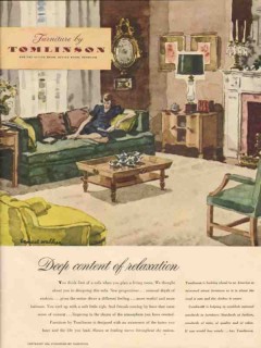 furniture by tomlinson 1946 deep content ernest walker vintage ad