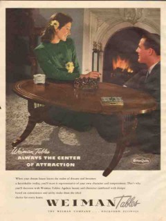 weiman company 1946 always center of attraction tables vintage ad