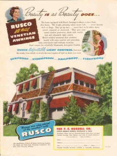 f c russell co 1947 beauty rusco all metal venetian awnings vintage ad