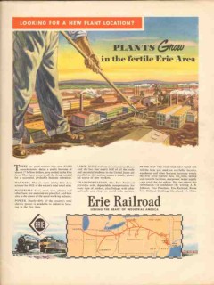 erie railroad 1947 plants grow in fertile area new site vintage ad