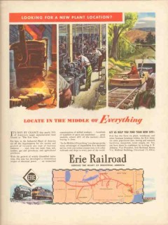 erie railroad 1947 locate in the middle of everything train vintage ad