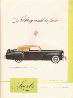 ford motor company 1947 nothing finer lincoln cabriolet car vintage ad