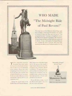 national shawmut bank 1947 who made the midnight ride vintage ad