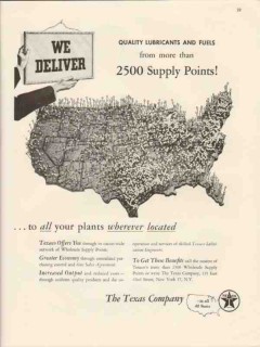 Texas Company 1947 Vintage Ad Texaco We Deliver Lubricants Fuels