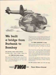 trans world airlines 1947 twa  built bridge burbank bombay vintage ad trans world airlines 1947 twa  built bridge burbank bombay vintage ad