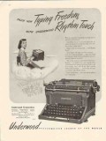 underwood corp 1947 new typing freedom rhythm touch vintage ad