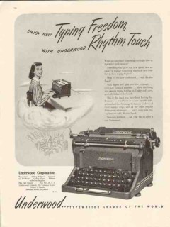 underwood corp 1947 new typing freedom rhythm touch vintage ad