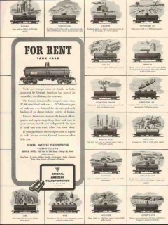 general american transportation corp 1947 for rent tank car vintage ad
