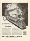 milwaukee road 1947 transcontinental speedliner railroad vintage ad