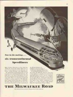 milwaukee road 1947 transcontinental speedliner railroad vintage ad