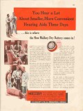 p r mallory company 1947 smaller hearing aids dry battery vintage ad