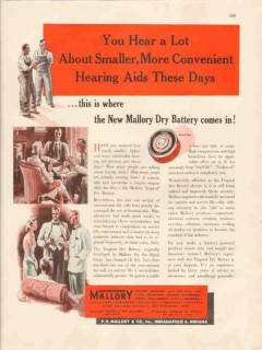 p r mallory company 1947 smaller hearing aids dry battery vintage ad