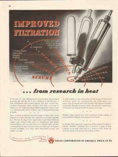 selas corp of america 1947 improve filtration heat research vintage ad