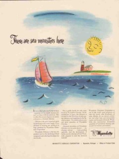 wyandotte chemical corp 1947 rd there are sea monsters here vintage ad