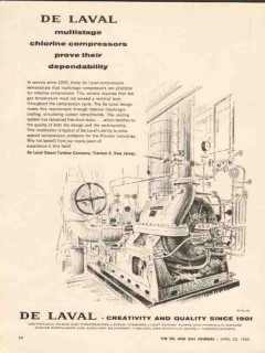 De Laval Steam Turbine Company 1962 Vintage Ad Chlorine Compressors
