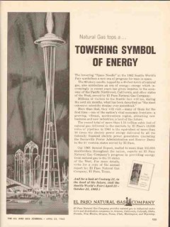 El Paso Natural Gas Company 1962 Vintage Ad Energy Towering Symbol