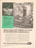 Gates Rubber Company 1962 Vintage Ad Oilfield Super HC V-Belt Cut Cost