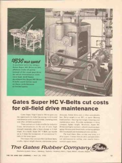 Gates Rubber Company 1962 Vintage Ad Oilfield Super HC V-Belt Cut Cost Gates Rubber Company 1962 Vintage Ad Oilfield Super HC V-Belt Cut Cost