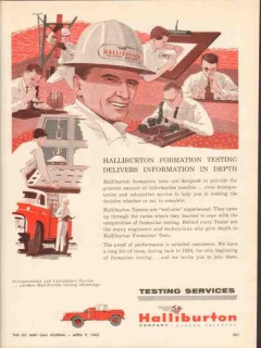 Halliburton Company 1962 Vintage Ad Formation Testing Delivers Depth