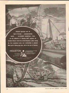 Houston Contracting Company 1962 Vintage Ad Pipe Efficient Operation