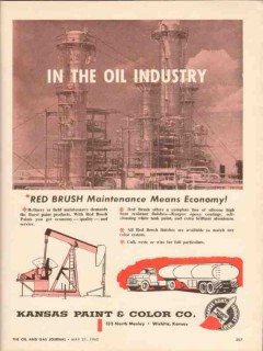Kansas Paint Color Company 1962 Vintage Ad Oil Red Brush Maintenance