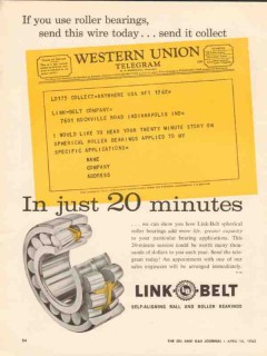 Link-Belt Company 1962 Vintage Ad Oil Field Well Roller Bearings Link-Belt Company 1962 Vintage Ad Oil Field Well Roller Bearings