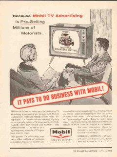 Mobil Oil Company 1962 Vintage Ad TV Advertising Pre-Selling Motorists Mobil Oil Company 1962 Vintage Ad TV Advertising Pre-Selling Motorists